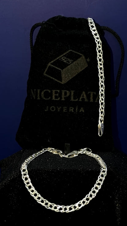 Pulsera Doble Barbada 4mm  /  Plata .925 - NICEPLATA