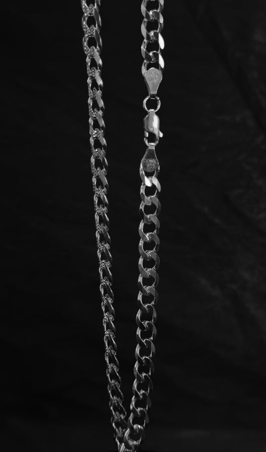 Cadena de Plata .925 / Barbada Esgrafiada Doble Vista 8 mm