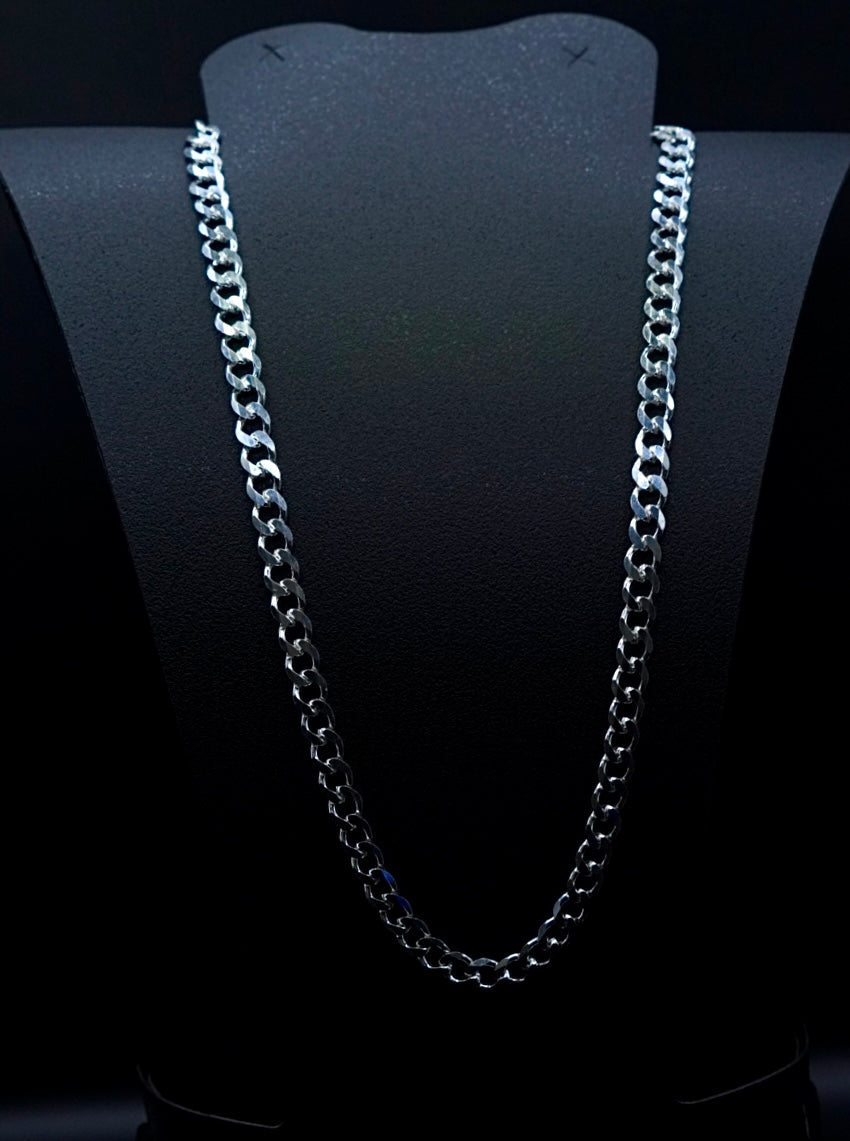 Cadena de Plata .925 / Barbada Esgrafiada Doble Vista 8 mm