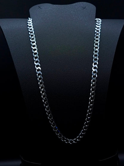 Cadena de Plata .925 / Barbada Esgrafiada Doble Vista 8 mm