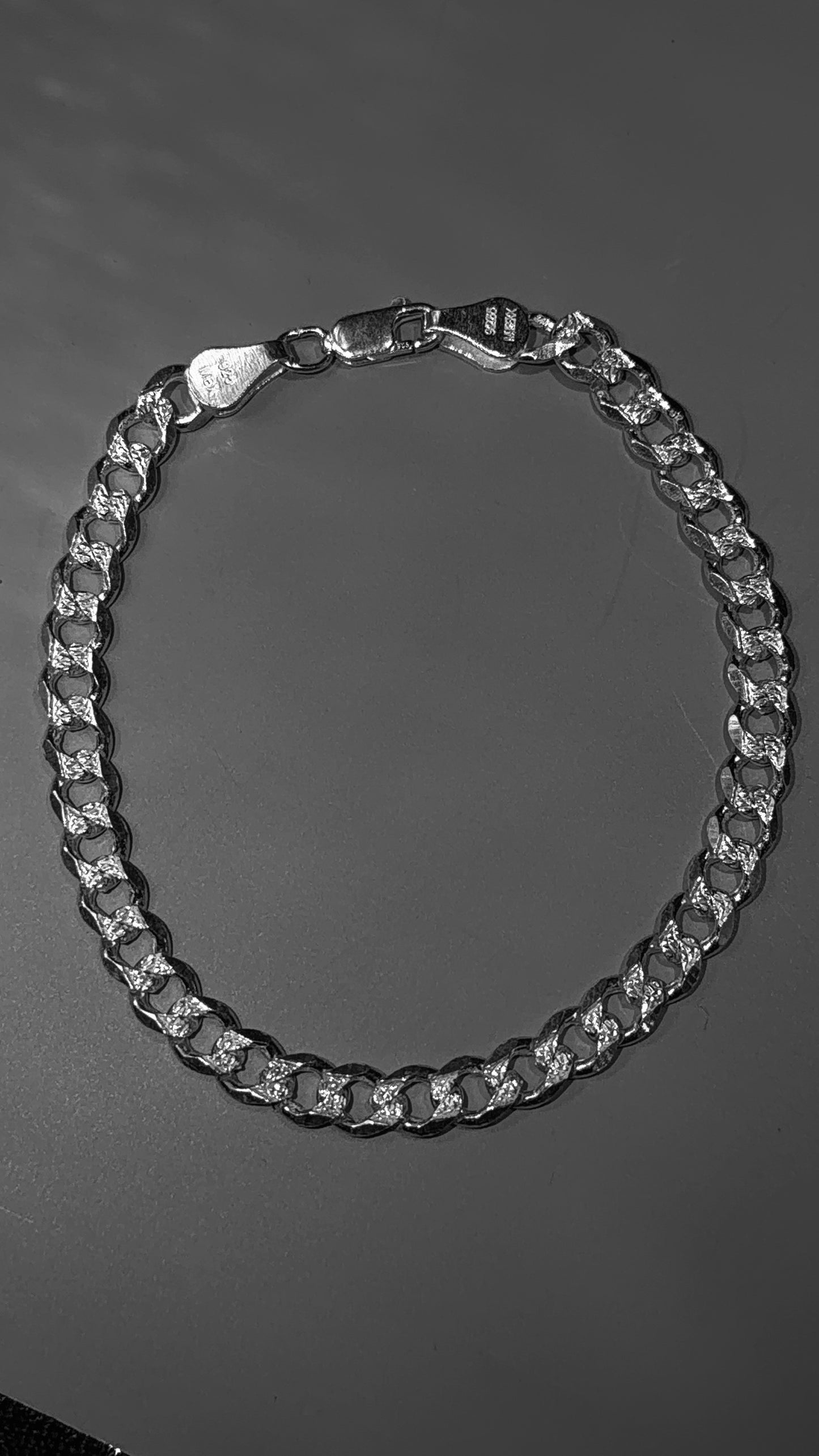 Pulsera Cubana Esgrafiada 18cm, 16cm  /  Plata .925