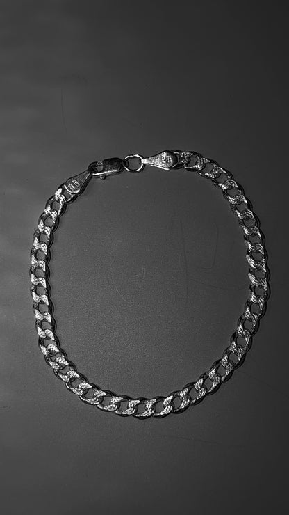 Pulsera Cubana Esgrafiada 18cm, 16cm  /  Plata .925
