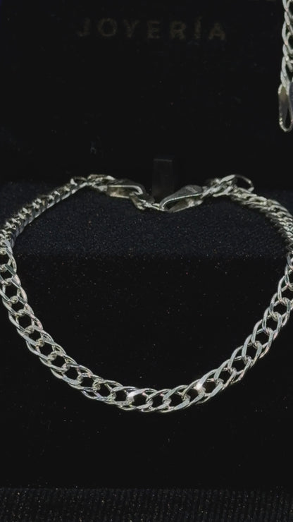 Pulsera Doble Barbada 4mm  /  Plata .925