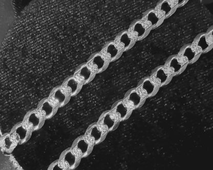 Cadena de Plata .925 / Barbada Esgrafiada Doble Vista 8 mm